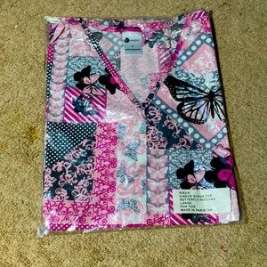 V-Neck pink scrub top